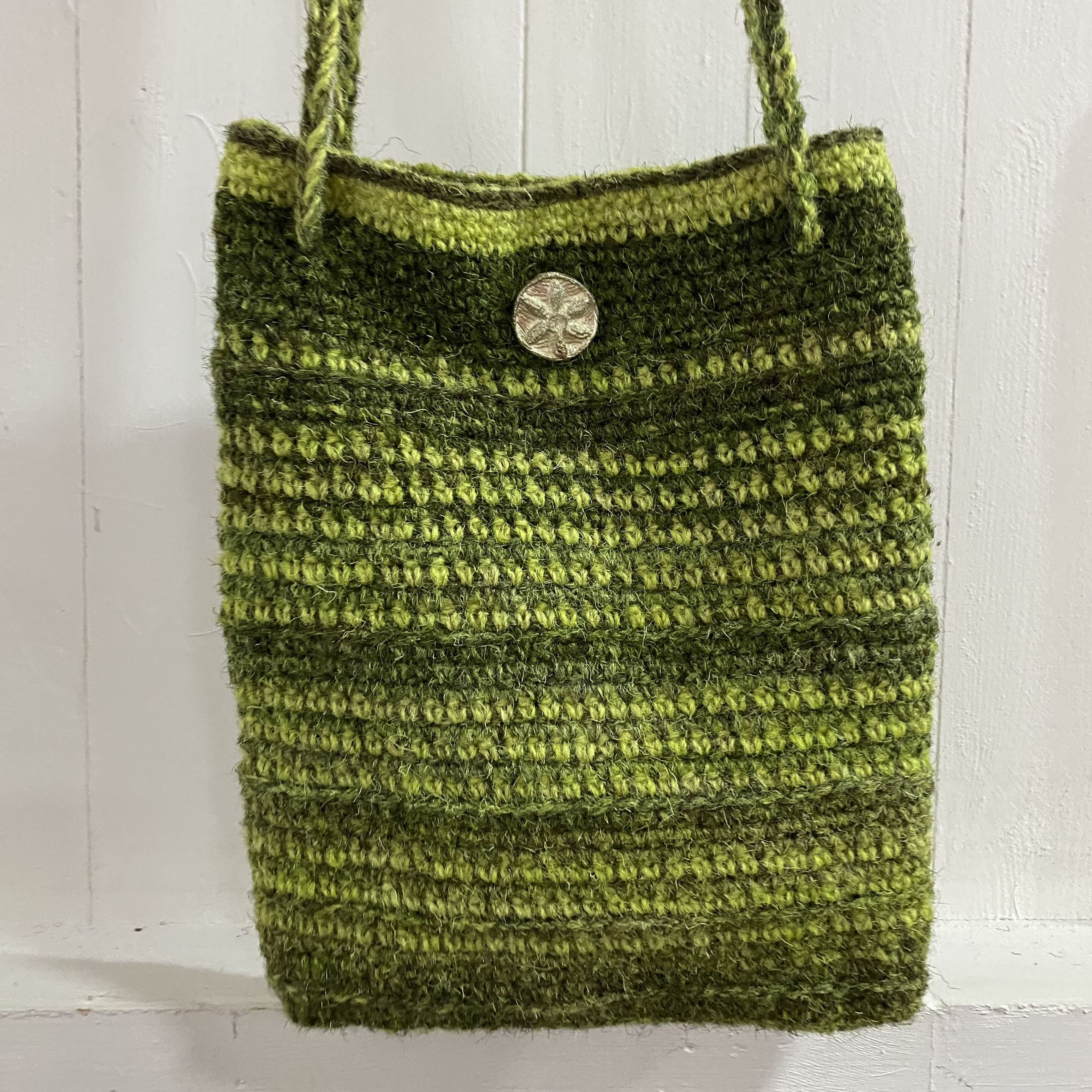 Crocheted Shoulder Bag - 'Shades of Green'