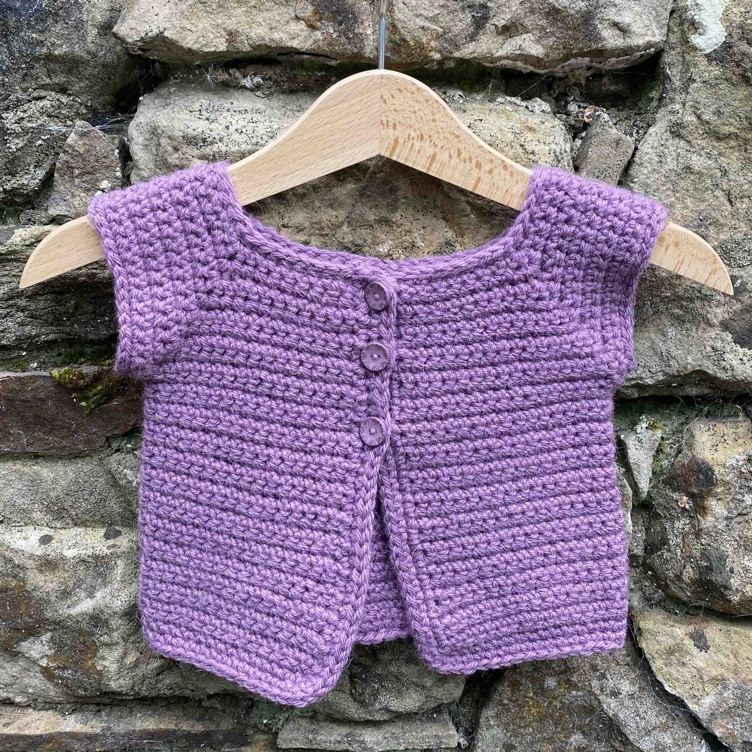 Hand Crocheted Baby Jacket, in Lilac
