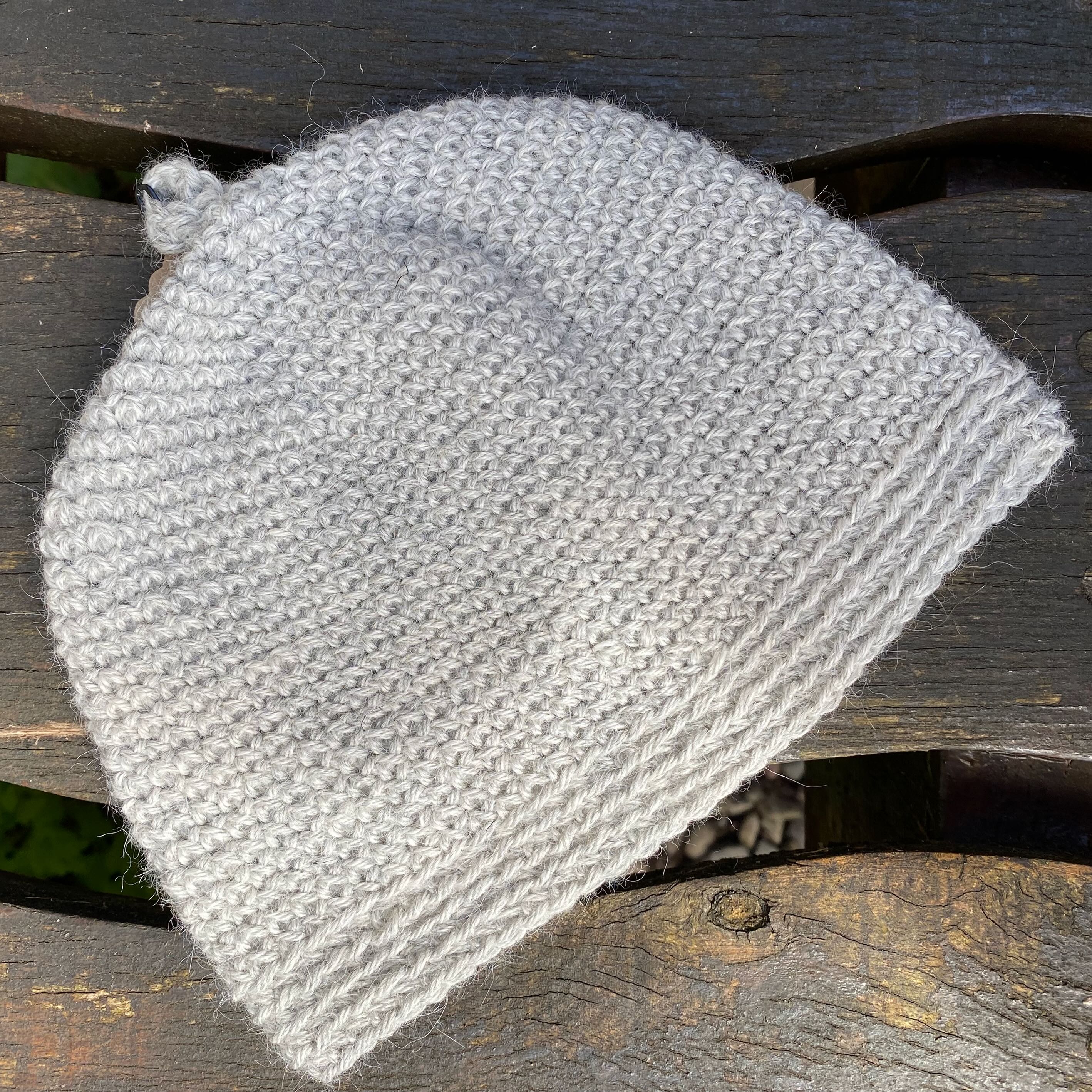 Hand Crocheted Baby Hat - silver grey
