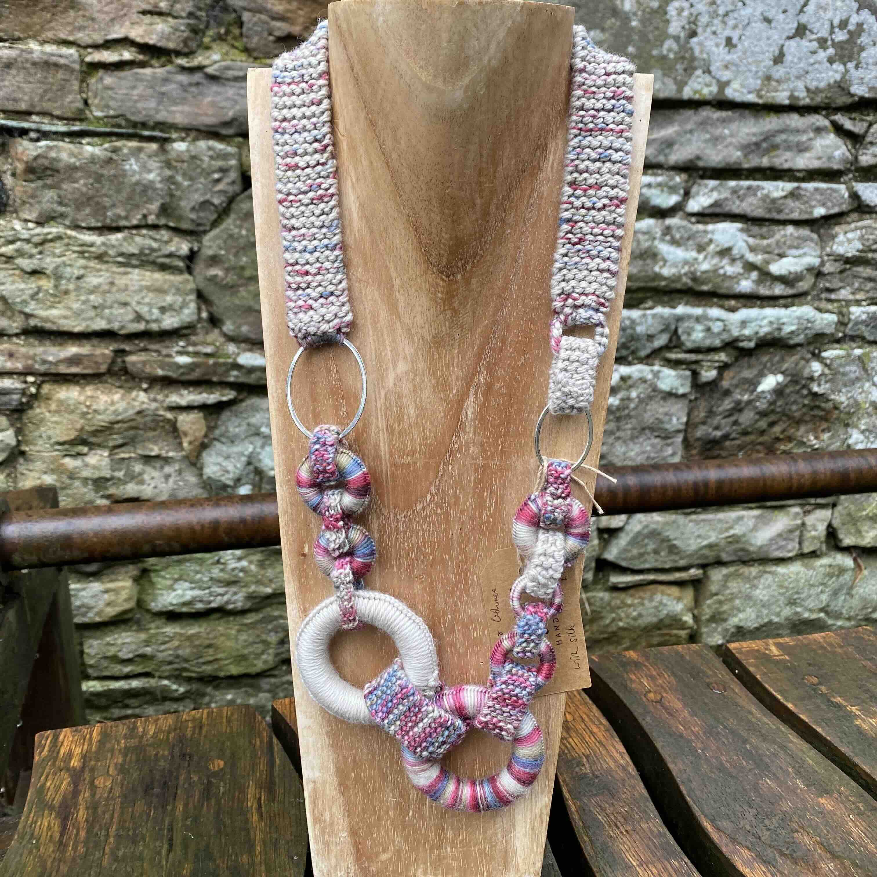 Handknitted Necklace - Pink Tones
