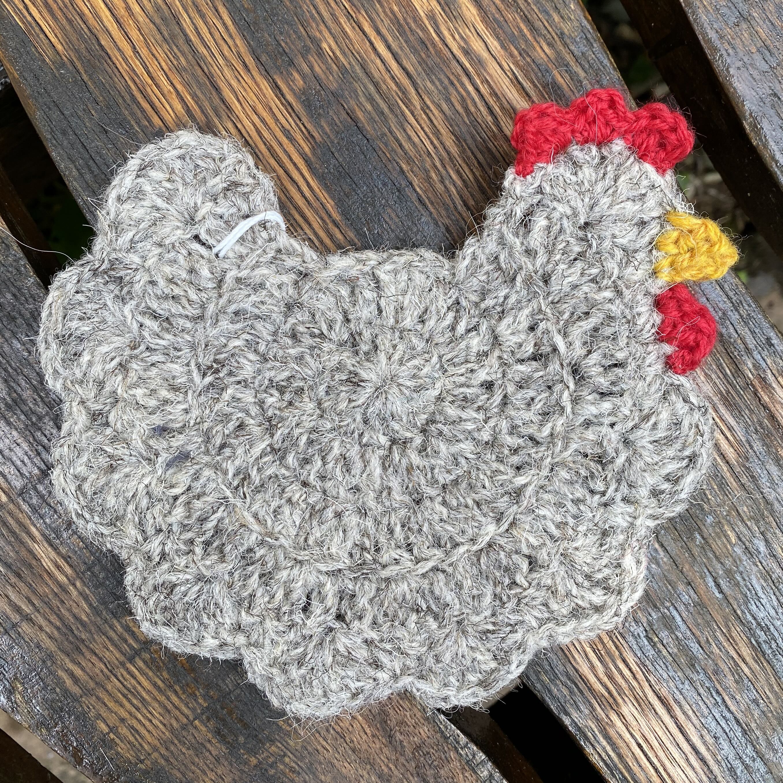 Hand Crocheted Hen Coaster