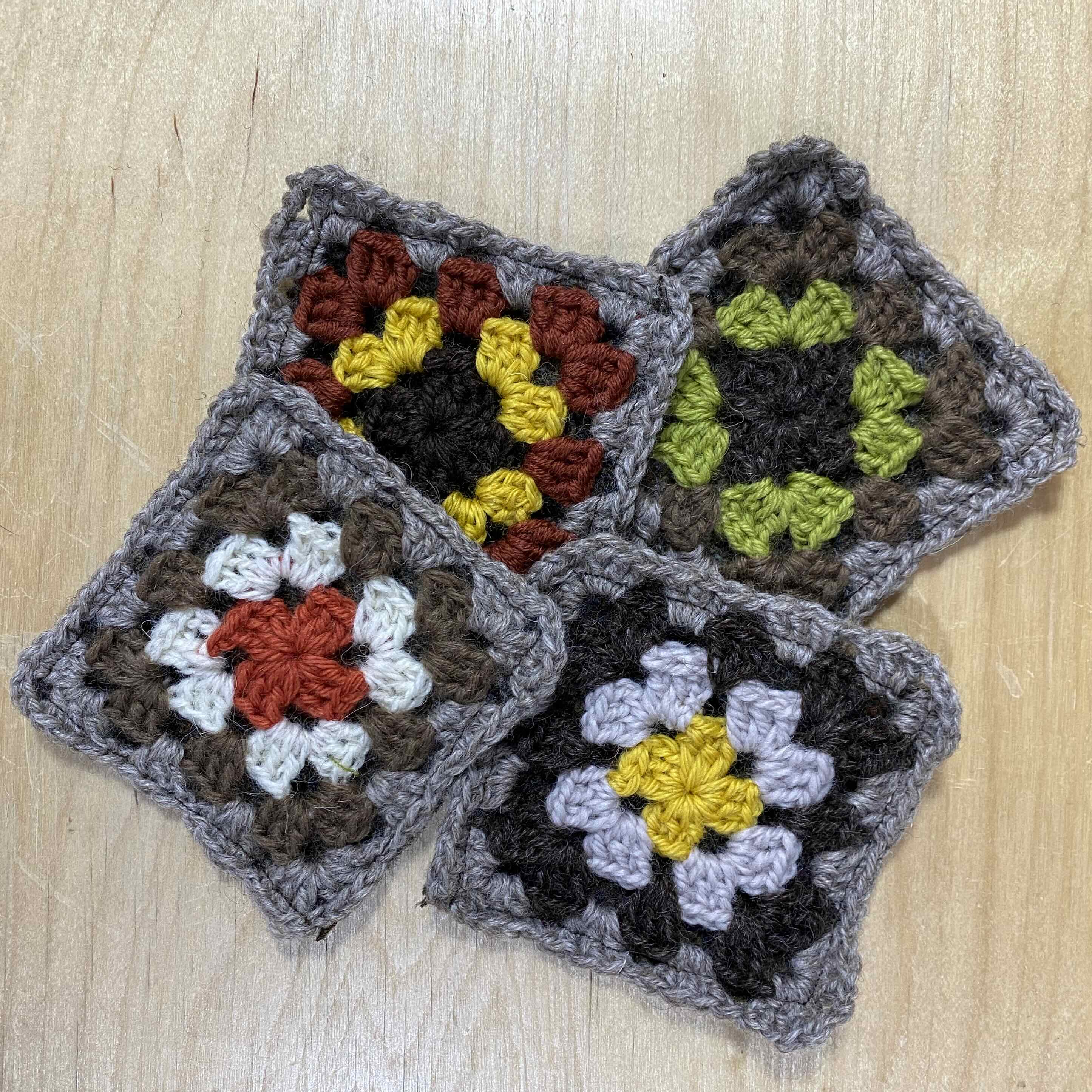 Hand Crocheted Granny Square Coasters