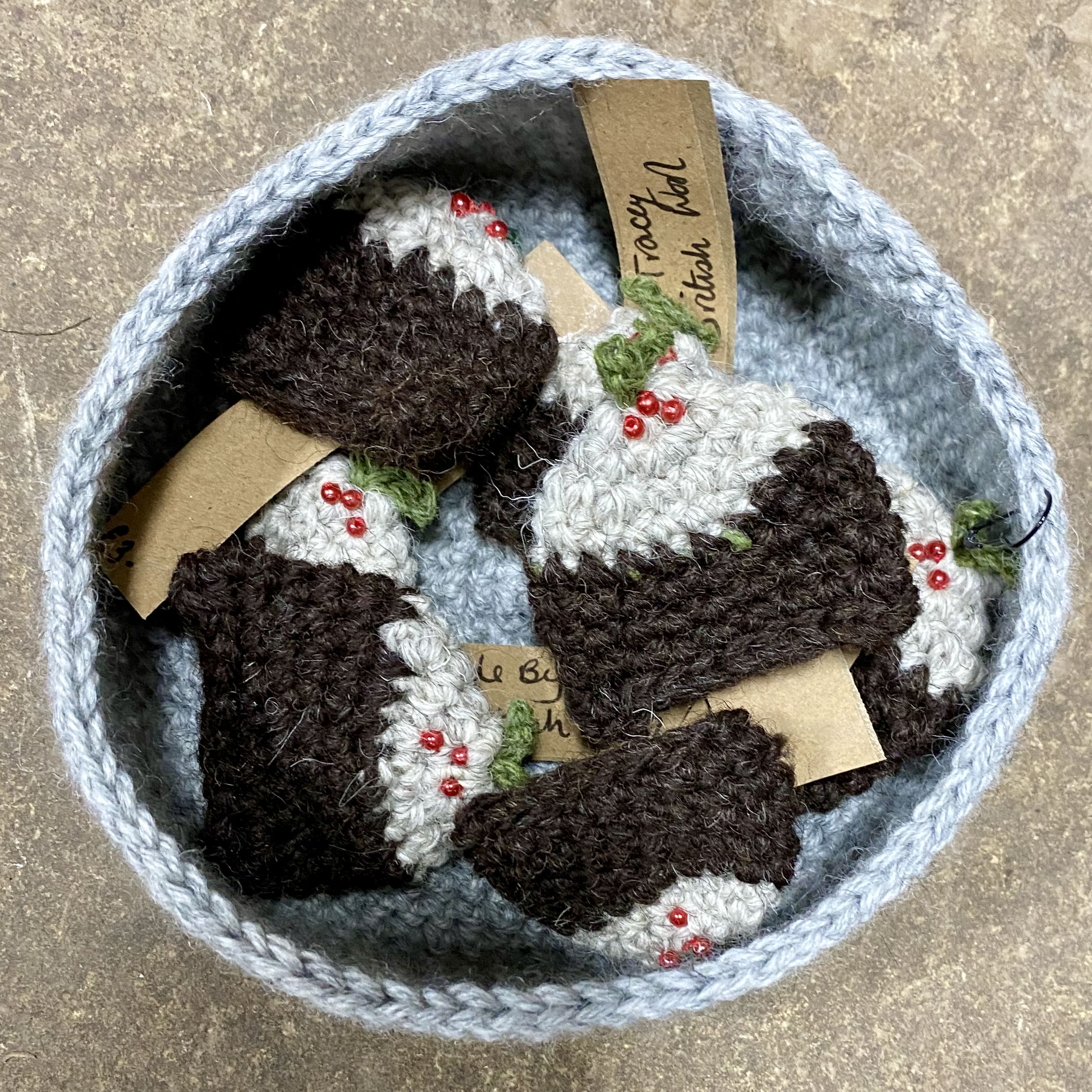 Hand Crocheted Pudding Brooch