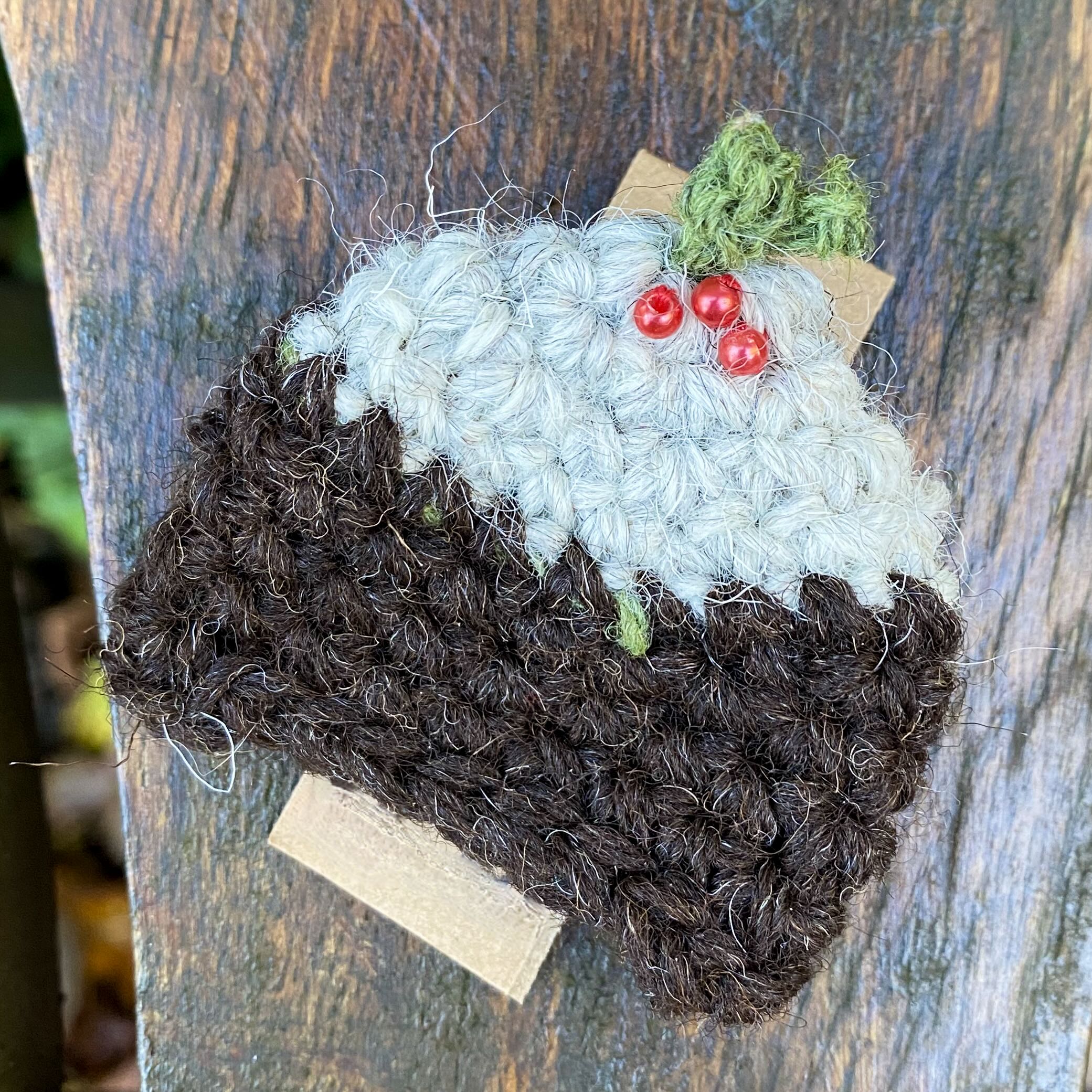 Hand Crocheted Pudding Brooch