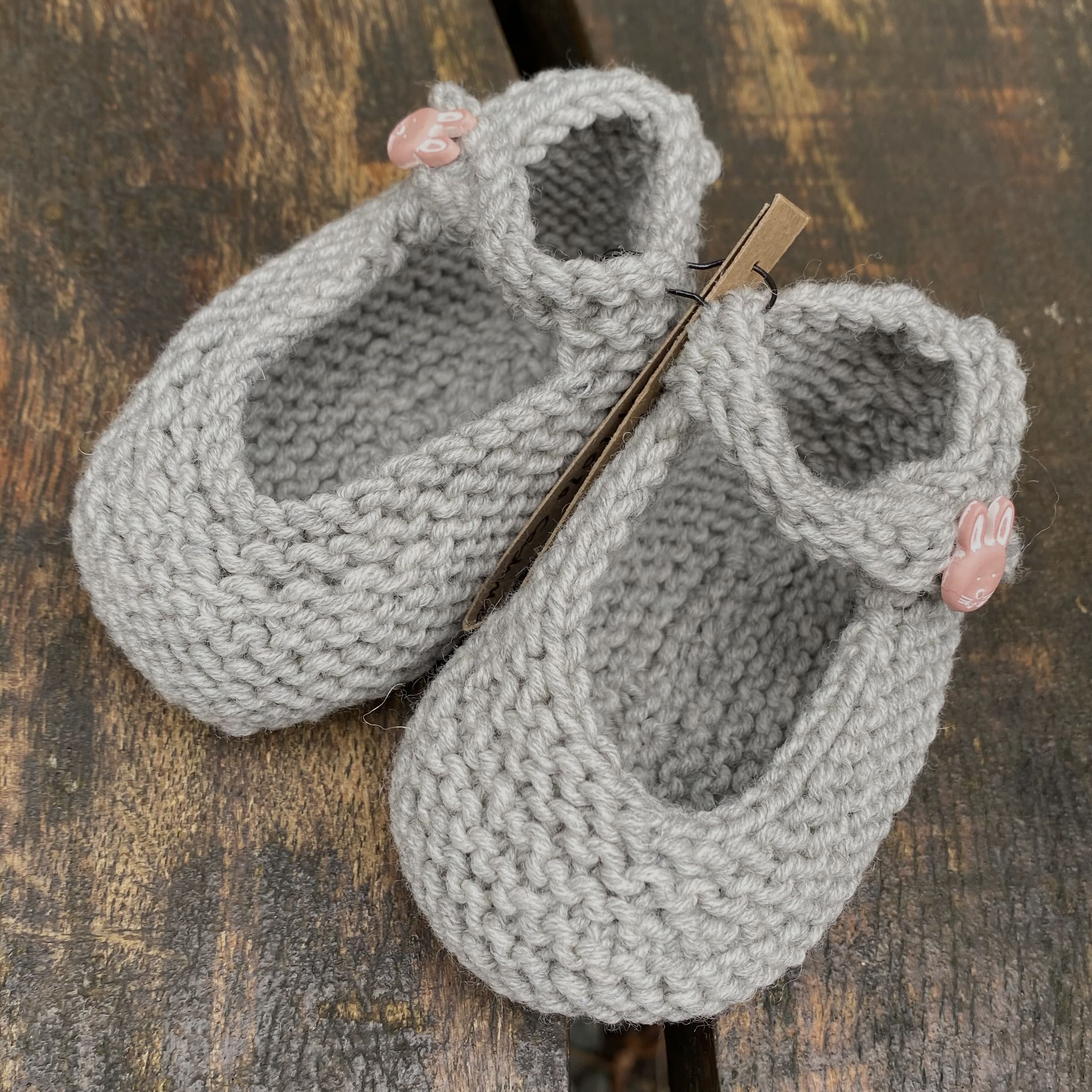 Handknitted Baby Shoes, in Silver Grey