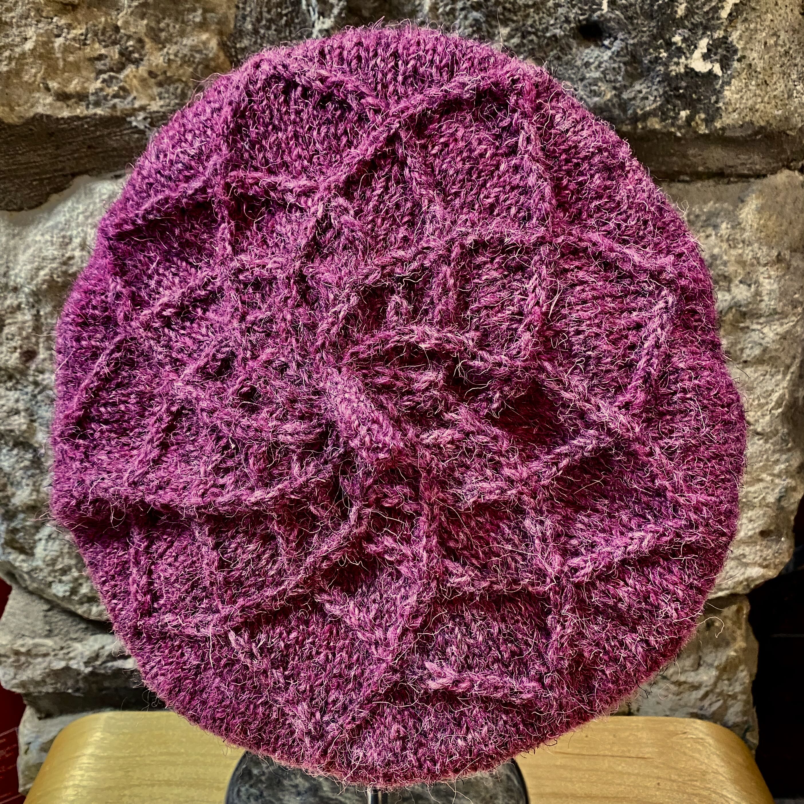 Handknitted 'Cathedral Window' Beret